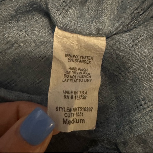 Karlie Women's Strappy Racer Top With Ruffled Hem Denim Color size M - Picture 6 of 6